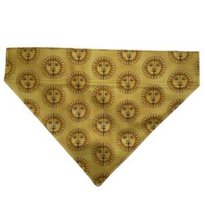 Sun Patterned Dog Cat Bandana Yellow Brown Handcrafted Medium NEW